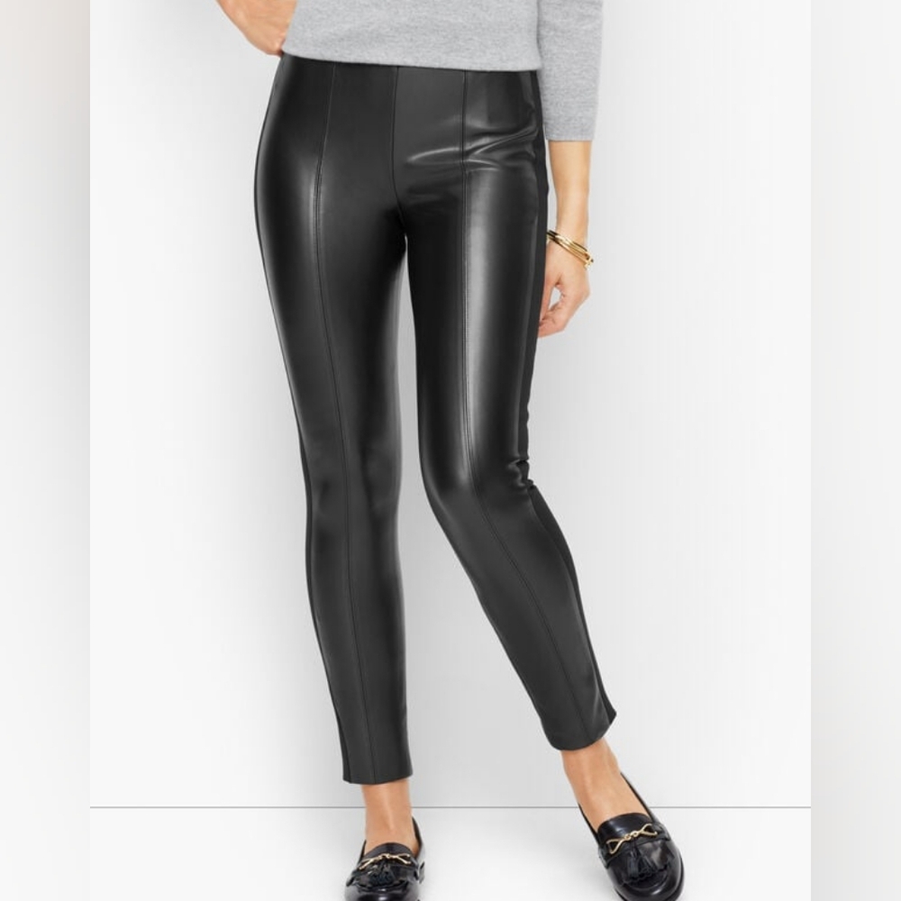 Talbots Faux leather black Leggings Size 12P Clubbing Party